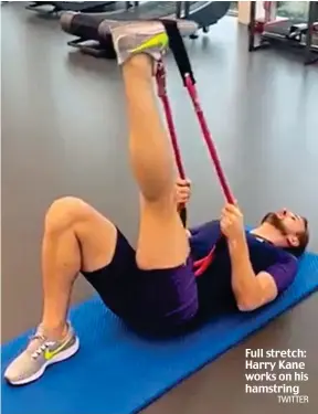  ??  ?? Full stretch: Harry Kane works on his hamstring