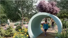  ?? Renderings courtesy of the Santa Clarita Valley Water Agency ?? (Top) The rendering depicts a section of the proposed garden where children will learn about the Santa Clarita Valley’s water supply in two main exhibits - water brought from Northern California and water pumped from local aquifers.
(Middle) The rendering shows visitors exploring the garden. According to SCV Water Agency board members, the Water Conservati­on Garden and Education Experience project will educate visitors on different ways to conserve water from learning about drought-resistant species of plants to the very methods the agency uses to supply water to residents.