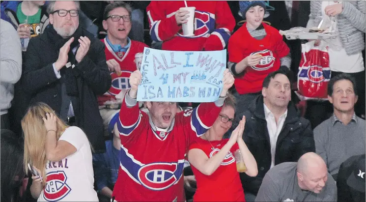  ?? JOHN MAHONEY/MONTREAL GAZETTE FILES ?? Montreal Canadiens fans have had little to cheer about since the team started the season with a franchise-record nine straight wins.