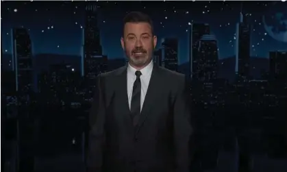  ?? Photograph: YouTube ?? Jimmy Kimmel on Donald Trump: ‘Every post is in all caps. He keeps his caps lock tighter than the door to Melania’s bedroom.’