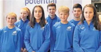  ??  ?? Competing Central squash developmen­t squad at Nottingham - back row, Anna Halliday, Kyle Penman and Rory Campbell; front row, Florence Gibson, Rowan Niven, Oliver Hunter and Lucy Murchie