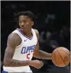  ?? LINDSEY WASSON — THE ASSOCIATED PRESS ?? Clippers guard Bones Hyland tweaked his ankle in the preseason finale but is expected to play in tonight's opener.