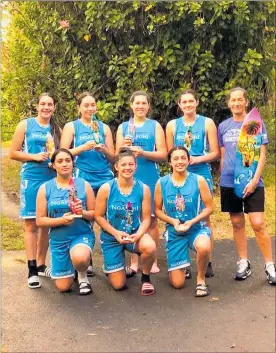  ?? PICTURE / SUPPLIED ?? The Ngaphui women, World Indigenous Youth Basketball champions. From left, Madaya Butler (captains), Jessica Wikaira-Harris, Jessie Ngawati, Linda Johnston, coach Mama Del Rameka, Psalm Cassidy, Phoenix Litten, Kerri Johnson.