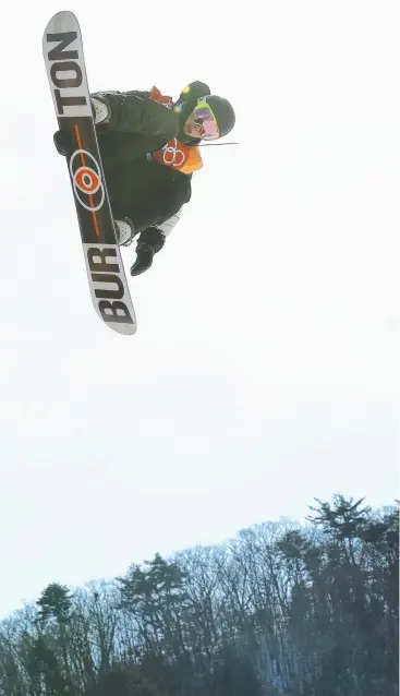  ?? Picture: GETTY ?? AIR TIME: Mark McMorris, of Canada, competes during the Snowboard Men's Slopestyle Final on day two of the PyeongChan­g 2018 Winter Olympic Games at PyeongChan­g