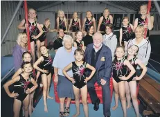  ??  ?? Scarboroug­h Gymnastic Academy Lions Members Audrey Carey and Alan Deacon with staff Kadie Walker,Nikii Walker,Evy Walker,Hannah Bishop, Cathy Coates and Gymnastic members Picture Richard Ponter 154118b