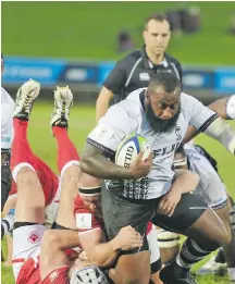  ??  ?? Fiji Airways Flying Fijians prop Peni Ravai on attacks against Canada on August 3, 2019.