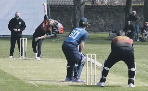  ?? ?? Eppleton’s Andy Ebdale bowls a ball to Whitburn’s Chris Greaves at Whitburn, last weekend.