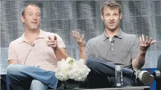  ?? JESSE GRANT/GETTY IMAGES ?? South Park creators and writers Trey Parker, left, and Matt Stone have been actively personaliz­ing the political in the first two episodes of season 21.