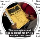  ??  ?? The unemployme­nt gap is bigger for BAME women than men