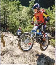  ??  ?? French rider Phillipe Berlatier gets some ‘Airtime’ on the Bultaco