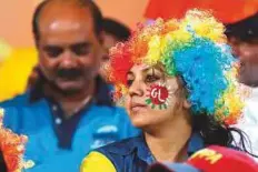  ?? Courtesy: BCCI ?? Fans of Gujarat Lions and the Royal Challenger­s Bangalore show their support for their respective teams and players during the match in Rajkot yesterday.