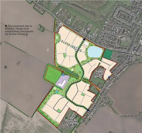  ?? ?? ● The proposed site in Widnes. Image from consultati­on documents by Avison Young