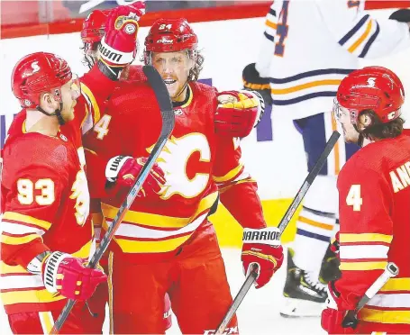  ?? GAVIN YOUNG ?? Sam Bennett, from left, and Brett Ritchie could both find themselves shipped out of Calgary before the trade deadline.