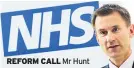  ??  ?? REFORM CALL Mr Hunt