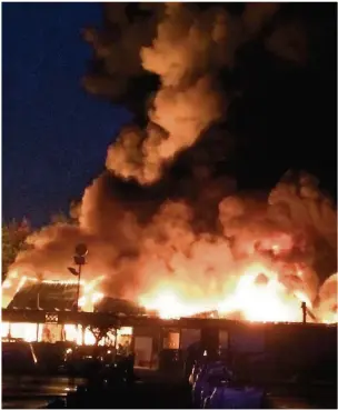  ??  ?? INFERNO: The blaze at Ansell Garden Centre