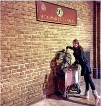  ??  ?? PLATFORM 9 ¾. If you don’t know its significan­ce, there must be something ron with you!
Photo and video of Hogwarts experience (worth every galleon). £30 £22 Photo and video of riding the Hogwarts Express.