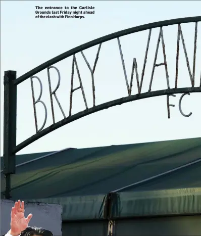  ??  ?? The entrance to the Carlisle Grounds last Friday night ahead of the clash with Finn Harps.