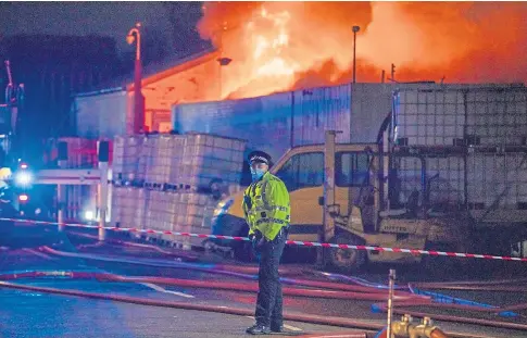  ?? ?? ABLAZE: A fire devastated two garages in Buckhaven, causing significan­t damage to both businesses.