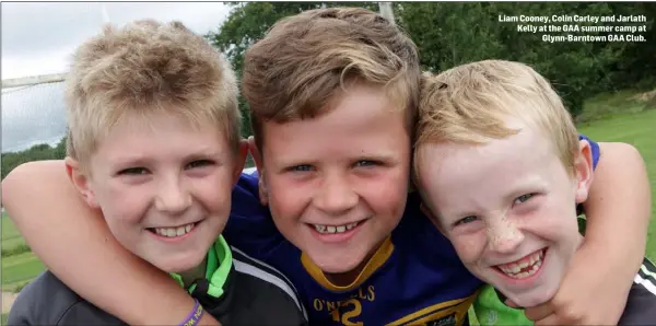  ??  ?? Liam Cooney, Colin Carley and Jarlath Kelly at the GAA summer camp at Glynn-Barntown GAA Club.