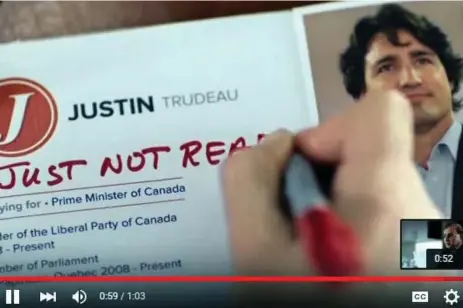  ??  ?? The Conservati­ves’ “He’s-just-not-ready” campaign against Justin Trudeau has run relentless­ly for months, and recently the NDP began anti-Trudeau ads.