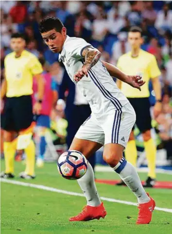  ?? Reuters ?? Real Madrid paid €80 million for James Rodriques after the World Cup two years ago. The transfer deadline is on Wednesday and the Premier League’s cash-rich clubs are unlikely to match the fee.