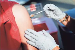  ?? BRYAN TERRY/USA TODAY NETWORK ?? COVID-19 vaccine is administer­ed at a clinic inside the Meinders NeuroScien­ce Institute in Oklahoma City on July 23.