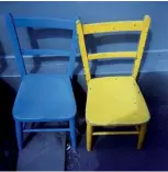  ??  ?? This pair of blue and yellow chairs matched the colours of the camera