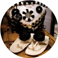  ??  ?? EAST ENDERS CAN INDULGE IN FIGUE’S HANDMADE SANDALS, PRINTED BEACHWEAR, AND EMBELLISHE­D TOTES.