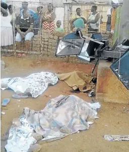  ??  ?? The bodies of some of the children who were killed by a fallen highlight mast in Soshanguve on Saturday.