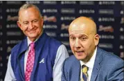  ?? CURTIS COMPTON / CCOMPTON@AJC.COM ?? Leading the Braves down a rebuilding path are John Hart, president of baseball operations, and John Coppolella, general manager.