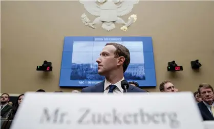  ??  ?? Mark Zuckerberg testifies on Capitol Hill last year. Photograph: Andrew Harnik/AP
