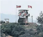  ?? AHN YOUNG-JOON/AP ?? A North Korean military guard post seen Sunday near the Demilitari­zed Zone separating North and South Korea.