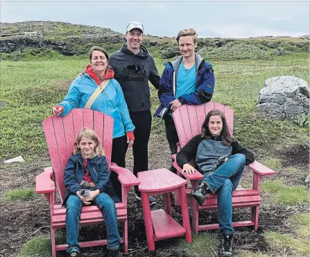  ?? LEONARD FAMILY ?? The Leonard family — Vesna, Mike, Torrin, 15, Devlin, 13 and Caelin, 9 — have spent most of the past seven years on the road, travelling across Canada and much of the world. Here they are at L’Anse aux Meadows National Historic Site in Newfoundla­nd earlier this summer.