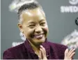  ??  ?? SEATTLE: In this April 21, 2016, file photo, WNBA president Lisa Borders applauds at a Seattle Storm news conference in Seattle. — AP