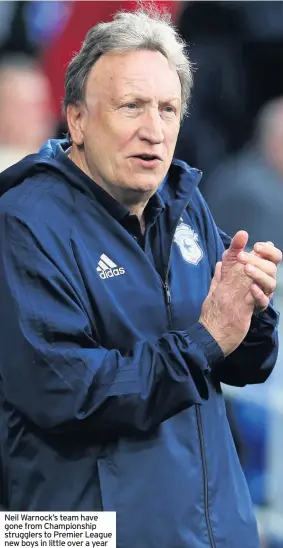  ??  ?? Neil Warnock’s team have gone from Championsh­ip strugglers to Premier League new boys in little over a year
