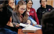  ??  ?? Dove Science Academy senior Yarira Zermeno and 16 of her classmates are on track to graduate from high school in May with 63 college credits through the concurrent enrollment partnershi­p with Oklahoma State University-Oklahoma City.