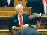  ?? AP FILE PHOTO/JOHN AMIS ?? Georgia Sen. Jack Hill, R-Reidsville, addresses legislator­s about the state budget.