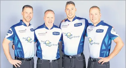  ?? GRAND SLAM OF CURLING ?? When the two-time defending Canadian men’s championsh­ip rink of (from left) Brad Gushue, Mark Nichols, Brett Gallant and Geoff Walker play its first game tonight at the Elite 10 Grand Slam event in Chatham, Ont., it will mark the start of the foursome’s fifth season together.