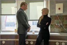  ?? PHOTO COURTESY OF 20TH CENTURY FOX ?? Matthias Schoenaert­s and Jennifer Lawrence share a scene in “Red Sparrow” as uncle and niece — and handler and operative.