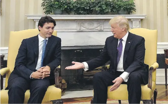  ?? SEAN KILPATRICK / THE CANADIAN PRESS ?? Prime Minister Justin Trudeau and U.S. President Donald Trump may find the Chapter 19 mechanism a sticking point during NAFTA negotiatio­ns.