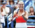  ?? MADDIE MEYER/GETTY IMAGES ?? Dominika Cibulkova celebrates after defeating Elise Mertens in the semifinals of the Connecticu­t Open on Friday.