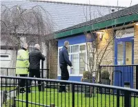  ??  ?? ●● Police at Tonacliffe Primary School, Whitworth, after one of the bomb threats