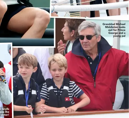  ??  ?? Granddad Michael Middleton looks out for Prince George and a young pal