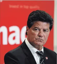  ?? CARLOS OSORIO THE ASSOCIATED PRESS ?? Unifor National President Jerry Dias addresses the media Tuesday, following a meeting between the union and General Motors.