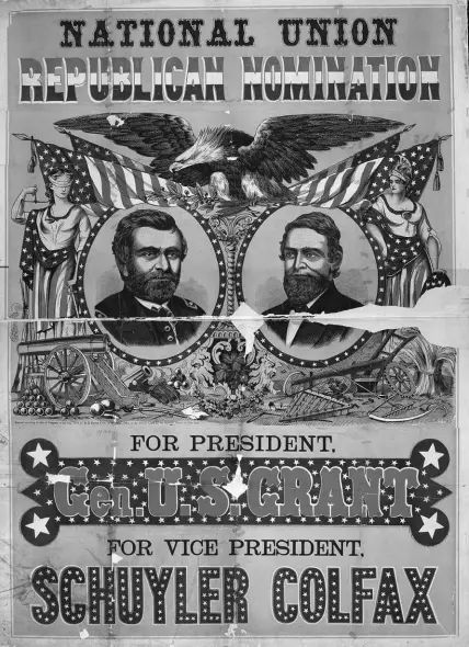  ?? LIBRARY OF CONGRESS VIA THE NEW YORK TIMES ?? This undated image shows a poster for Ulysses S. Grant’s 1868 presidenti­al campaign.