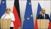  ?? ASSOCIATED PRESS ?? German Chancellor Angela Merkel and Russian President Vladimir Putin attend a news conference in May after their meeting in Sochi. Merkel and Putin meet today in the German government’s guesthouse north of Berlin.