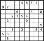  ??  ?? Fill in all the squares in the grid so that each row, column and each of the 9X9 squares contains all the digits from 1 to 9.