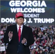  ?? (AP/Evan Vucci) ?? Donald Trump arrives for a campaign rally in November 2020 at Richard B. Russell Airport in Rome, Ga.