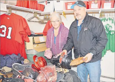  ?? CAPE BRETON POST ?? Peggy MacDonald, Atlantic regional assistant district administra­tor for the Challenger Baseball program, and Kenny Bradley, Little League Canada district administra­tor for Atlantic Canada, recently did an inventory of equipment for the challenger program.