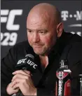  ?? JOHN LOCHER — THE ASSOCIATED PRESS ?? Dana White, president of the UFC, is determined to fight on amid the coronaviru­s outbreak. The UFC hasn’t canceled any competitio­ns.